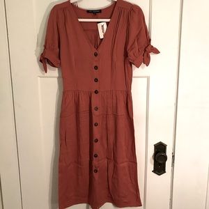 Orange Front Button Dress